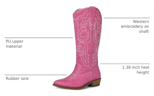 mysoft Cowboy Boots for Women Mid Calf Western Cowgirl Country Shoes by mysoft - Used condition - Image 3