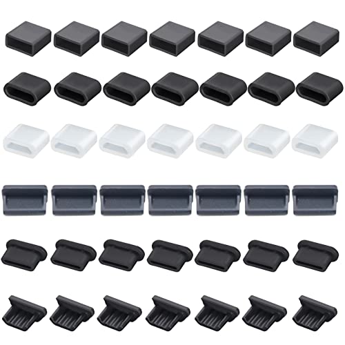 42 PCS 6 Types USB Anti Dust Cover Plugs, USB Type-C Dust Stopper, Silicone Soft Micro USB Cap Port Protector, Anti Dust Cover Protector Plugs Cap for USB A, Type C, Micro USB Female and Male Ports