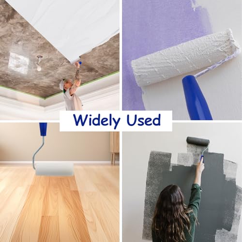 Farbroller Klein Set, 4 Zoll Lackierwalze Schwamm Schaumstoffrolle mit Hoher Dichte Farbroller Set Lackierwalze für Lackierprojekte von Flach Oberflächen (10 Walzen + 1 Gestell)