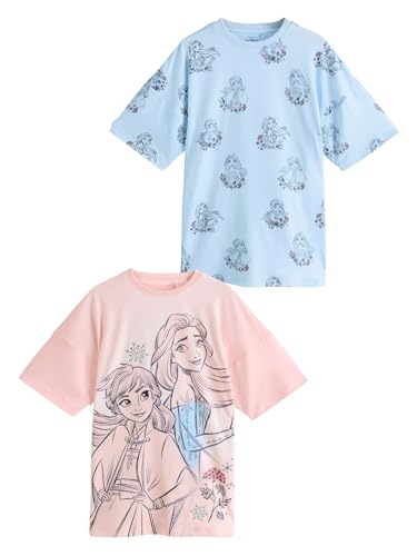 NEXT Fille Chemise de Nuit La Reine des neiges, Lot de 2 Bleu 4 Ans