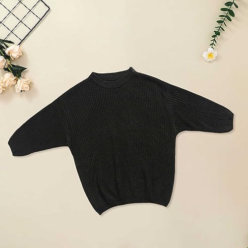 BILIKEYU Baby Toddler Little Girls Knit Sweater Long Sleeve Crewneck Solid Color Relaxed Fit Stretchy Fall3