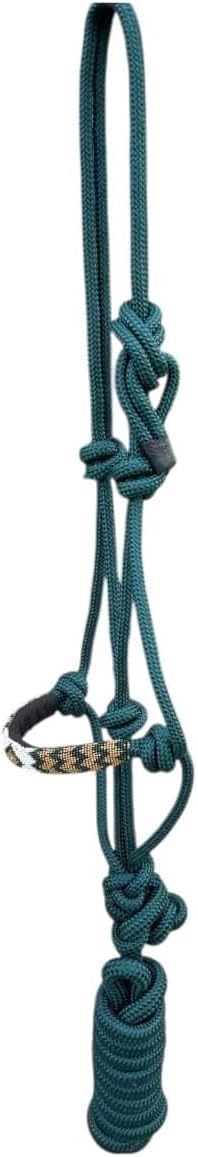 Majestic Ally Padded Beaded Nose Braided Rope Halter with 10' Matching Lead - Full (Hunter Green)
