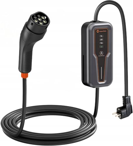 Ampere Point Mobile Wallbox 3 7 kW 16A Typ 2 Ladestation mit Einstellbarer Ladeleistung 8-16A Ladekabel mit Länge 5 m mit Netzanschluss 230 V Tragbares EV-Ladegerät für Elektroautos mit Tragetasche