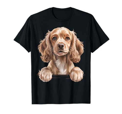 Cocker Spaniel Funny Peeking Floppy Ear Pocket Puppy Dog T-Shirt