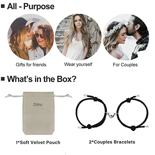 Dlihc 2Pcs Couples Bracelets For Women Men, Heart Bracelets For Couples, Black And White Matching Bracelets For Best Friend Boyfriend And Girlfriend #TOP5