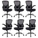 Flysky Mesh Office Chair, Ergonomic Computer Desk Chairs (Black, Set of 6)