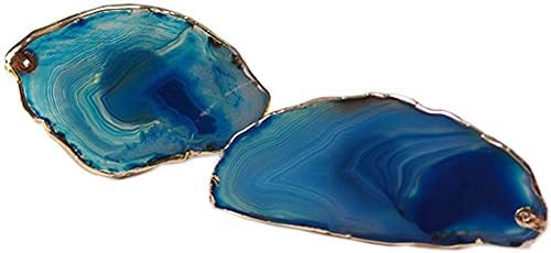 Iamagie Natural Agate Napkin Rings Holder, Dinning Table Decoration, for Everyday Celebration Wedding Party Banquet Reception Catering, Set of 2 (Blue)