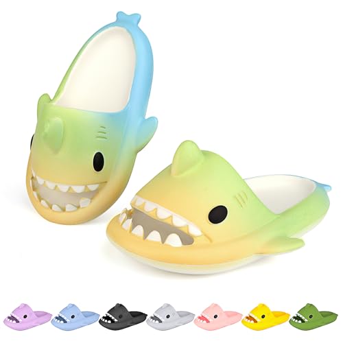 Image of Kids Shark Cloud Slides | Boys Girls Slip On Sandals | Toddler Beach Slippers | Youth Fish Flip Flops Pool Shower Shoes