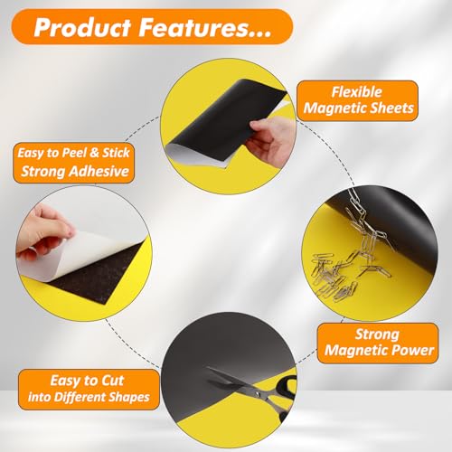 GcFoir Adhesive Magnetic Sheets 8.5 x 11 Inch, 50 Packs Magnetic Sheets with Adhesive Backing - 0.5mm Thickness Flexible Magnet Sheets for Dies Storage, Craft Projects, Photos, School, Office by GcFoir - Image 7