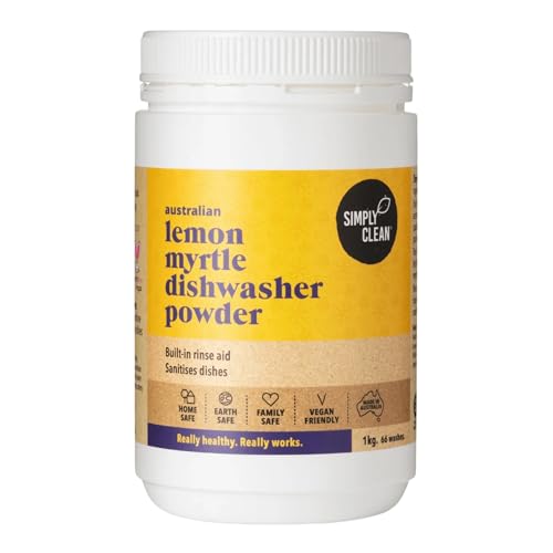 SimplyClean Lemon Myrtle Dishwasher Powder - Natural Dishwasher Powder - Concentrated Formula - Residue Free - 66 Washes - 1kg