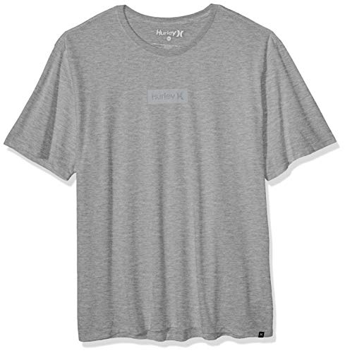 Hurley Men's Dri-Fit Box Logo Short Sleeve Tshirt, DK Grey Heather, L