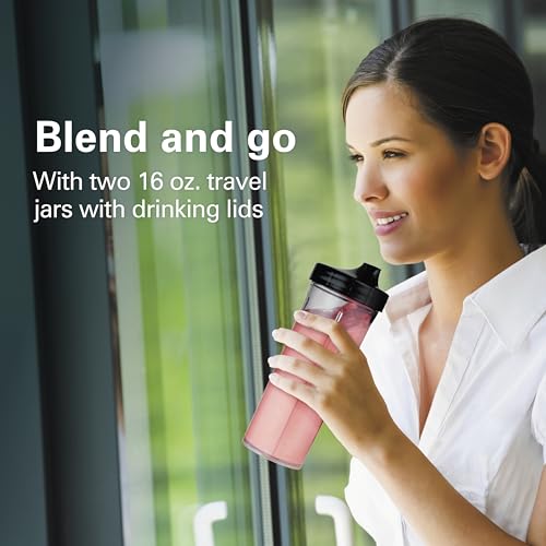 Hamilton Beach MultiBlend Smoothie Blender System, 650W, 4 Shatterproof BPA-Free Jars & Lids, 32 oz Jar, 8 oz Grinder, 2 Travel Cups, Black and Stainless, 52400 by Hamilton Beach - Image 5