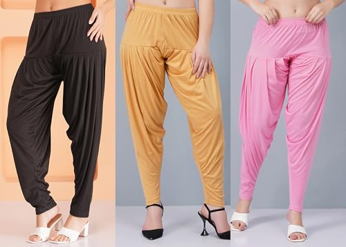 Image of Buy That Trendz Patiyala Pants for Women 3 Combo Patiyala Salwar Harem Viscose Bottoms Pants for Women