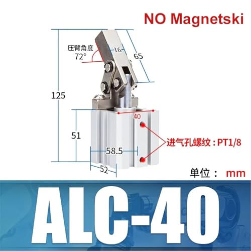 Vérin pneumatique ALC 40 bras culbuteur serrage pression air sans aimant - 3