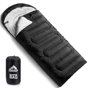 MEREZA Sleeping Bags for Adults Cold Weather Mens Warm Sleeping Bag for Big and Tall Girls Boys with Compression Sack for 3-4 Season Camping Backpacking Hiking
