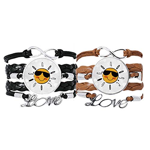 Bracelets en cuir motif lunettes de soleil (lot de 2) accessoires de mode originaux