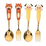 WEKADRIN 4 Stück Cartoon -Tabellengeschirrset Besteck süßes Geschirr Kinderbesteck aus...