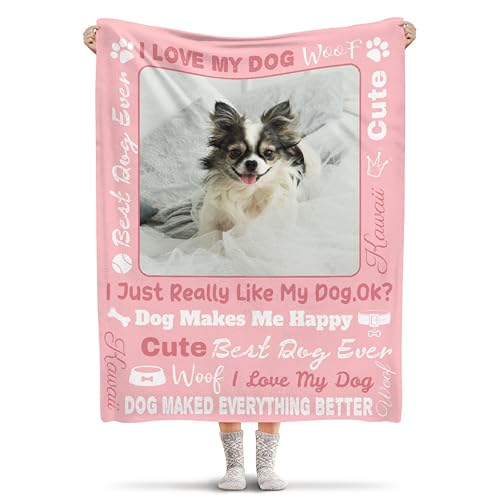 Custom Photo Blanket Gift, Personalized Picture Blanket for Boys/Girls, Cat & Dog Lovers Birthday Gift with Name, 50