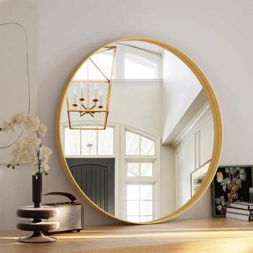 VooBang Round Bathroom Mirror 32 inch, Gold Gorgeous Deep Frame