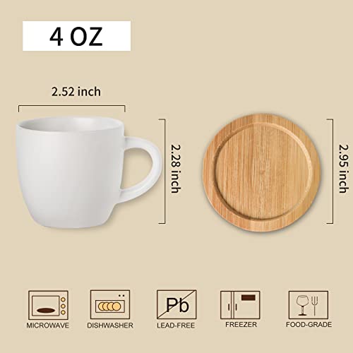 Hasense Espresso Cups And Saucers Set Of 6, Demitasse Cups With Handle For Coffee Drinks, Latte, Cappuccino, Cafe Mocha And Tea, 4 Ounce Porcelain Coffee Cups For Coffee Bar Home And Party, White #TOP2