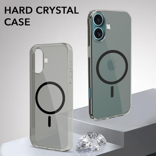 Image of Jkobi Lifetime Anti-Yellow MagSafe Compatible Clear Back Cover Case for Apple iPhone 16 (Sleek Hard Crystal | Shockproof and Camera Protection)