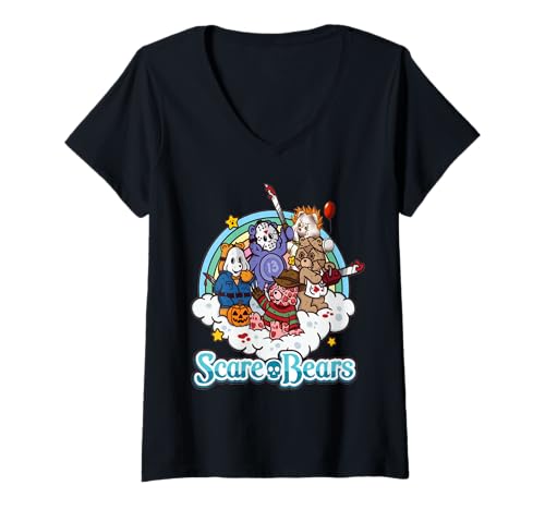 Womens Scare Bears Halloween Party Scary V-Neck T-Shirt