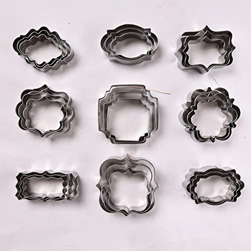 Plaque Frame Cookie Cutters Set -Different Frames Plaque And Tiles Cutter Molds For Making Fondant Cake Cookies Biscuit Fruit, Great For Wedding Mother's Day And Birthday Party Decorations (27 Pcs) #TOP5