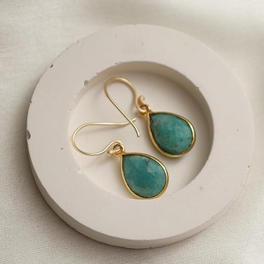 Gempires Teardrop Crystal Earring, Pear Shape Dangle Drop Earrings, Natural Gemstone Earring, Minimal, Everyday Wear, Hypoallergenic 14k Gold Plated, Gift for Mom Wife friend - Image 6