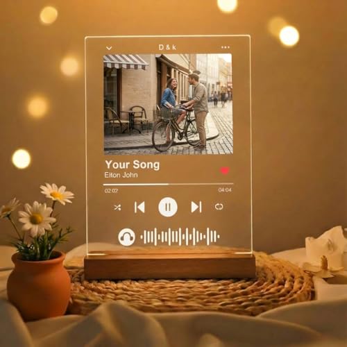 SEEKSTARS Personalized Night Light with Custom Photo and Song, Acrylic