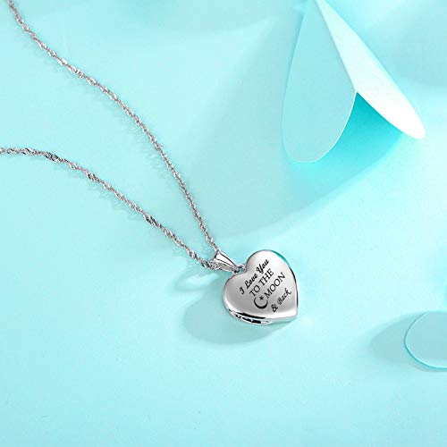 Youfeng Sterling Silver Love Heart Locket Necklace That Holds Pictures Engraved I Love You To The Moon And Back Photo Lockets (I Love You To The Moon&Back) #TOP2