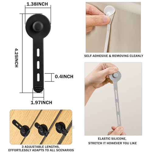 13PCS Cable Management Under Desk Straps Adjustable Self-Adhesive Silicone Cable Ties Reusable Desk Wire Organizer Heavy-Duty Cord Holder Under Table for Office Home TV PC (White) miniatura 2