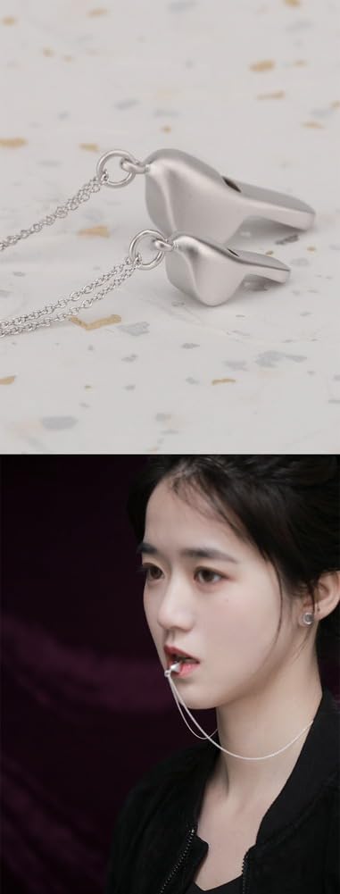 Sterling Silver Robin Whistle Pendant Necklace, Matte-Plated Long Chain Safety Jewelry, 925 Silver Gift with 120Db Volume Alert, 60Cm Chain