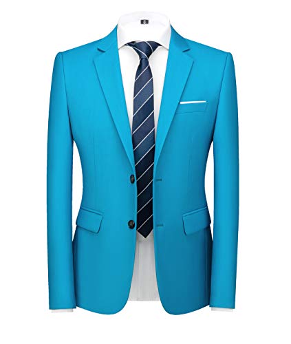 Mens Suit Jacket Slim Fit Sport Coats Blazer for Daily Business Wedding Party US Size 38 (Label Asian Size 3XL) Turquoise