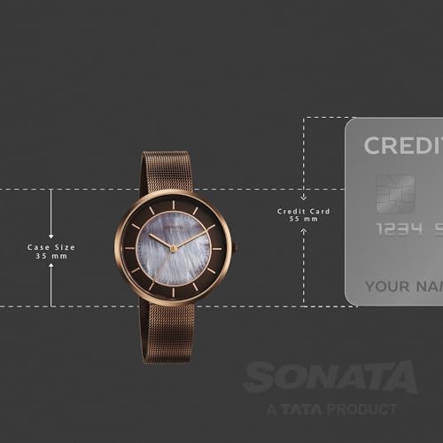 Image of Sonata Modern Edit 3 Quartz Brown Round Dial Women's Watch | Stainless Steel Strap Material | Watches for Women Analog - 8193QM01