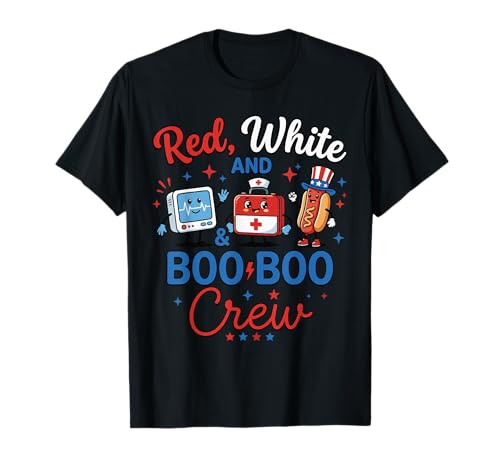 Memorial Day Nurse Shirts Women, Red White & Boo Boo Crew T-Shirt