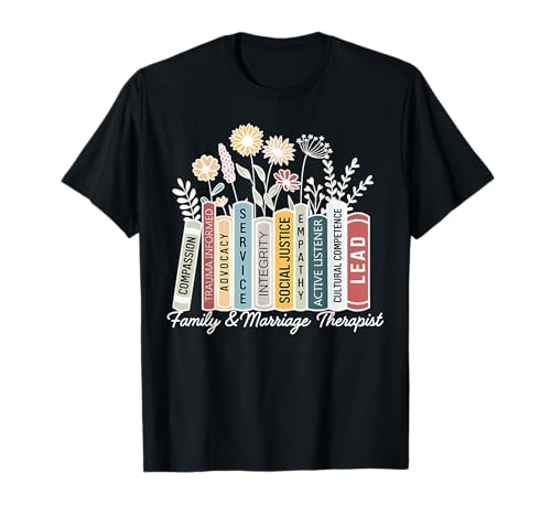 Book Flower Marriage Family Therapist Counseling Therapy T-Shirt