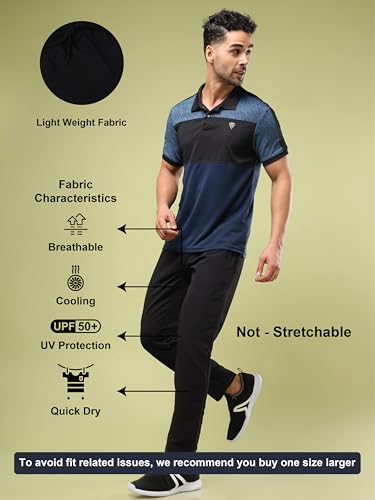 Image of TECHNOSPORT Mens Regular Fit Solid Woven Track Pant for Activewear, Regular Use and Quick Dry, (Non- Stretchable)