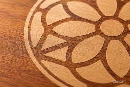 Image of Round Wooden Trivet Set of 4 (20cm) | Heat Resistant Hot Pot Stand | Bamboo Table Mats with Engraved Design | Anti-Slip Dining Table Protector | Wooden Coaster for Kitchen & Cookware (Classic Floral)