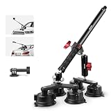 Mechrig Suction Car Mount for G0pro,5-in 1 Versatile Camera Suction Cup Car Mount Kit with 360° Magic Arm & Extension Pole & Super Clamp, Quick Release Vehicle Camera Holder for Windshield,JC021
