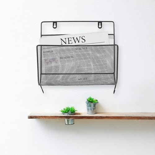 Support mural compact en fer noir pour livres et documents OSALADI