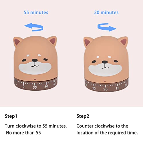 Soaring 2 Pack Mechanical Kitchen Timer With Cute Cartoon ，60 Minute Animal Timer For Kids Wind Up Dial 360°Rotating Countdown Loud Alarm Timer For Cooking/Reading/Do Sports(Cat And Dog) #TOP2