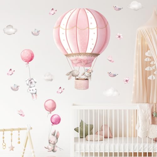 Vinilos Decorativos Rosa Globo Aerostático Rabbit 2 Pzas