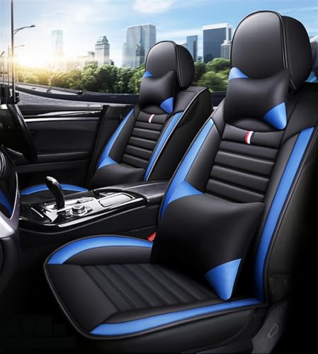 ZXKYLFFF Fundas de asiento de coche aptas para V70 1998-2010, impermeables y antideslizantes, juego completo de fundas de asiento, color negro y azul