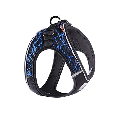 HJTL Dog Harness Adjustable Reflective Pet Collar Dog Walking Mesh Vest For Small Dogs Puppy Cat Harness Strap Pets Supplies,Blue,M Chest (50-58cm)