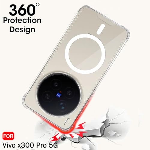 Image of TheGiftKart ShockProof Ultra-Hybrid Back Cover Case for Vivo X300 Pro 5G Compatible with MagSafe | 360 Protection | Crystal Clear Hard Back Cover Case for Vivo X300 Pro (PC & TPU, Transparent Bumper)