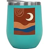 Aesthetic Minimalism Boho Moon Art or Design Merch Gift, Mint 12oz Wine Tumbler
