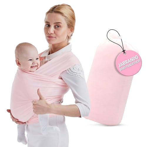 JaBranDo - Babytragetuch - Babywickeltuch empfohlen von Hebammen - Ideal für längere Tragezeiten - Unterstützt die Wirbelsäule - Geborgenheit für das Baby - Diskrete Stillunterstützung (Rosa)