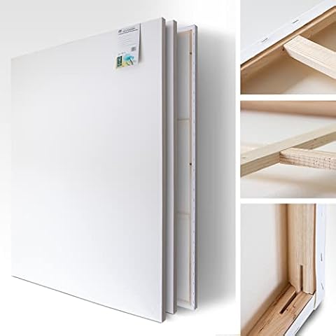 M MERCEO 2 Stück XXL Leinwand zum Bemalen - 120 cm x 160 cm - Leinwand Set für Malerei - große Leere Leinwandpaneele für Künstler - Leinen-Rahmen 100% Baumwolle 380 g/m² 2-Fach weiß grundiert Cover