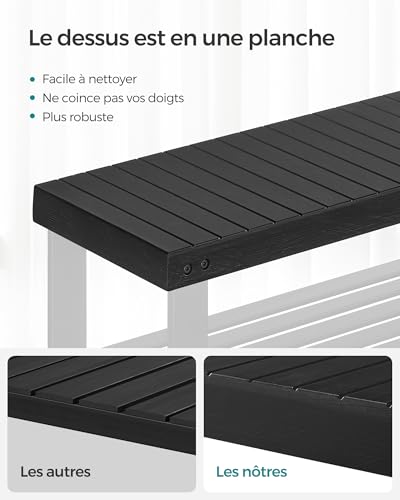 Banc de rangement chaussures bambou robuste 130kg meuble gain de place