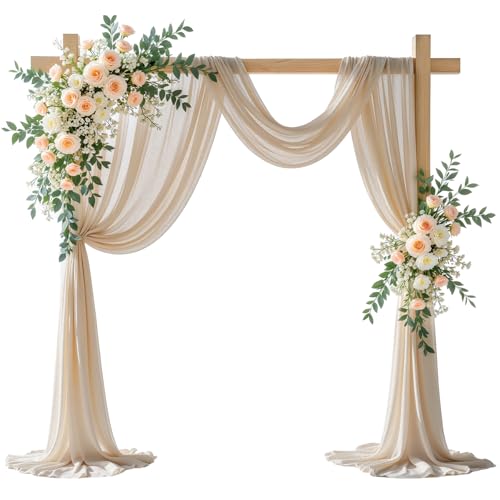 Shillance Dark Champagne Wedding Arch Draping Fabric, 2 Packs 29"